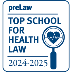 preLaw Top School for Health Law badge.