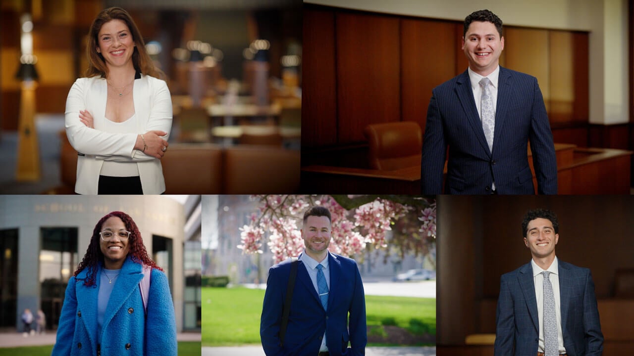 A collage of 5 professional headshots, 2 at the top and 3 on the bottom. In order starting top left: Kaila Coleman, Sebastian Fox, Deja Seawright, Bill Ollayos, and R.J. Schroeder.