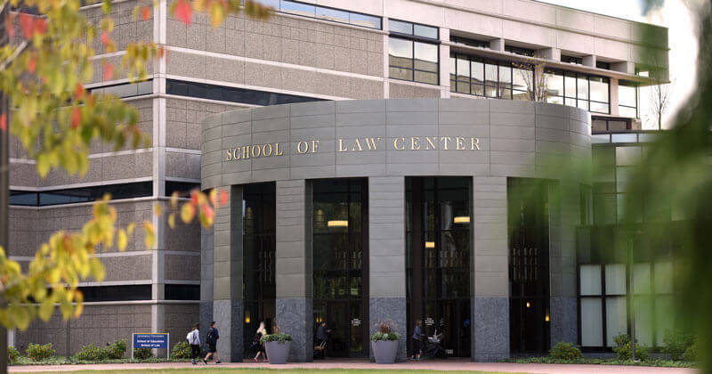 Exterior view of the Quinnipiac School of Law Center