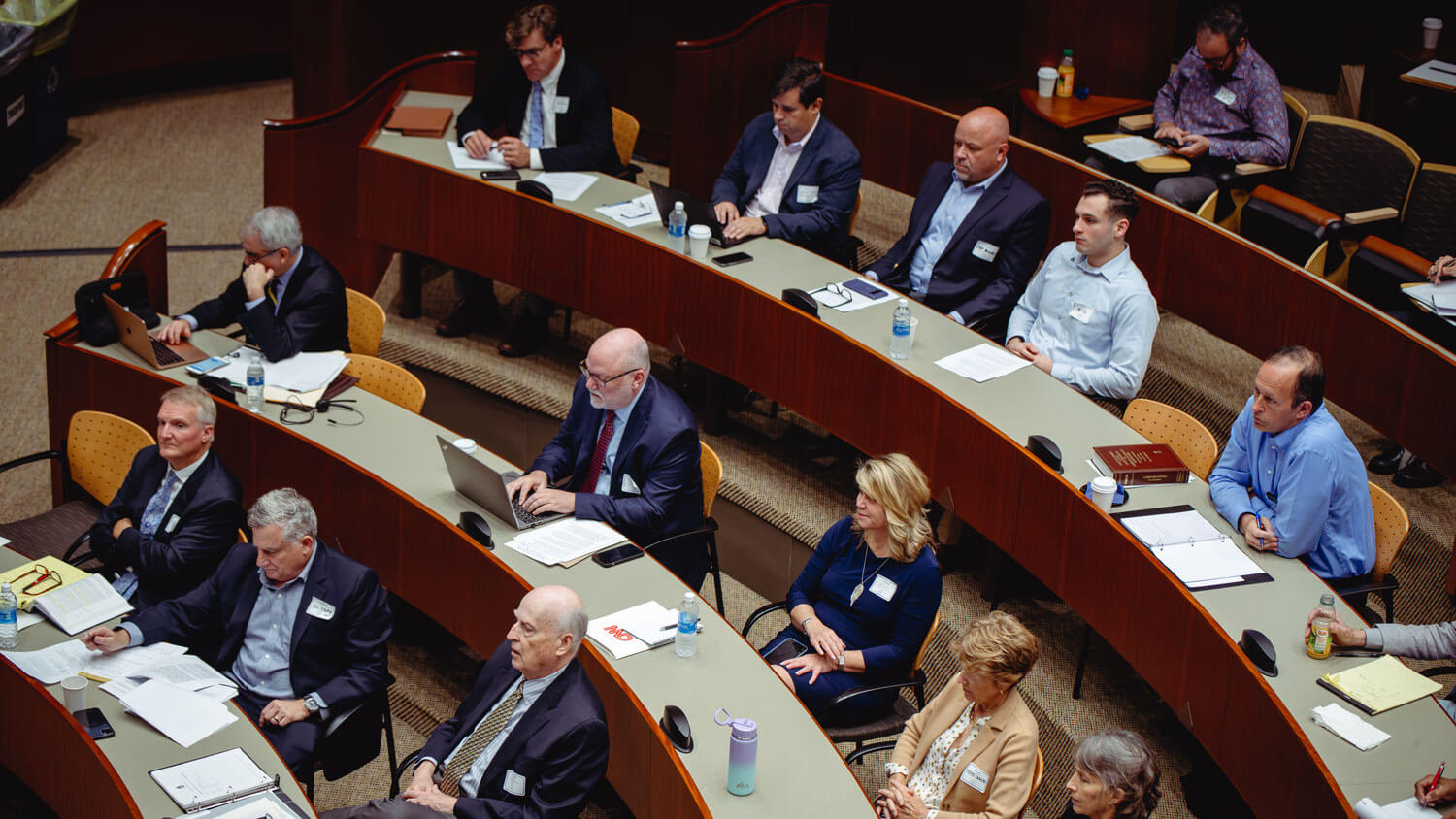 A panel discussion at the Quinnipiac University Ceremonial Courtroom.