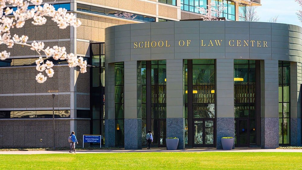 Exterior shot of the School of Law Center building in North Haven